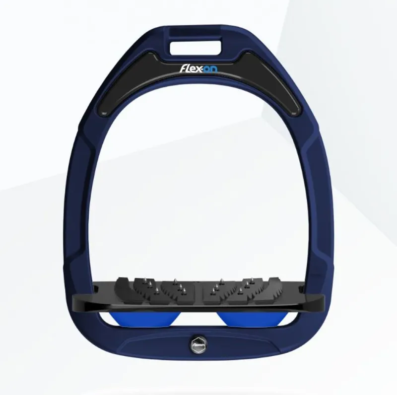 Flex-On Green Composite 2 Inclined Ultra Grip Stirrups Navy Royal Blue