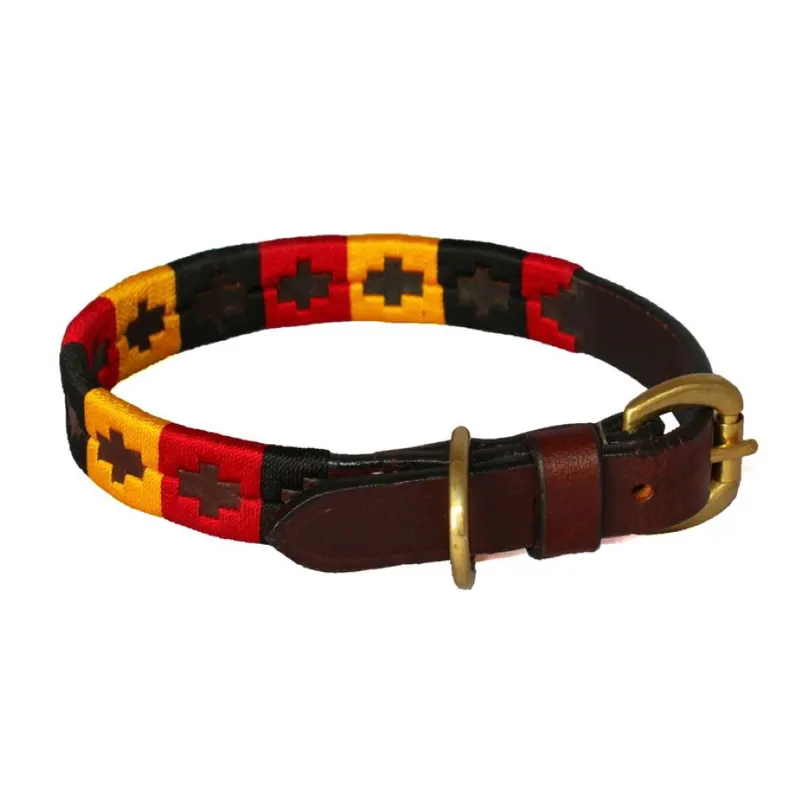 Chukka Dog Collar Red/ Black /Yellow-XXS