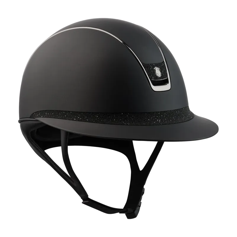 Miss Shadowmatt 2.0 Black Riding Hat - Crystal Fabric Frontal Band Crystal Fabric Blazon Medium