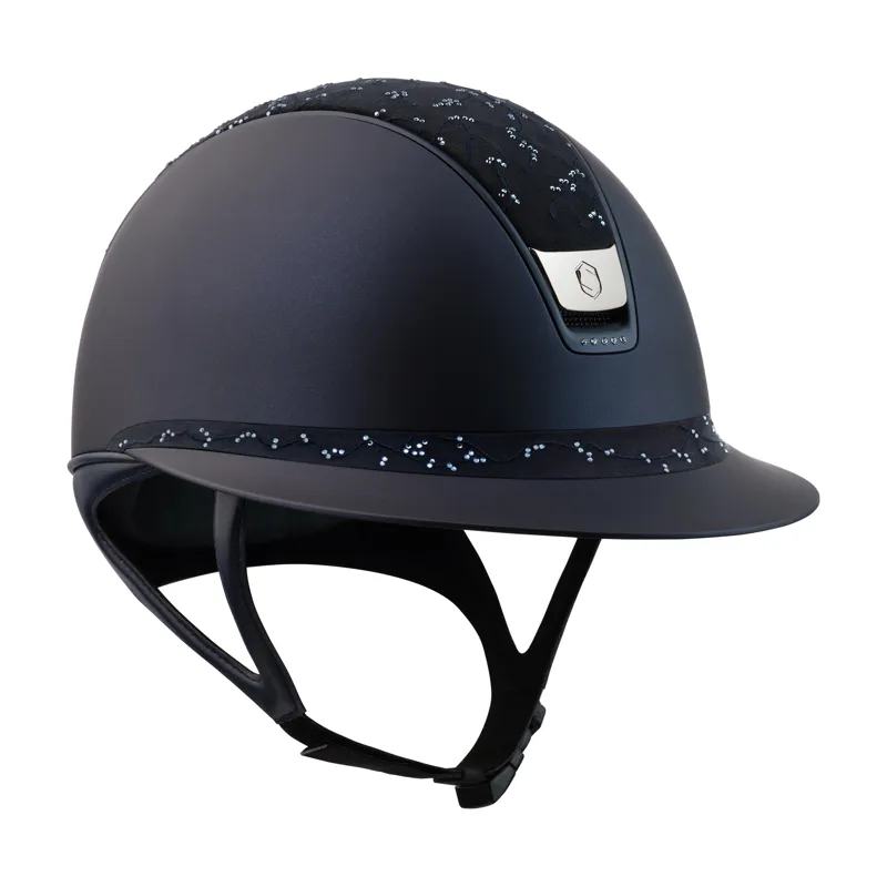 Miss Shadowmatt 2.0 Blue Riding Hat - Crystal Leaf Top Matt Blue 5 Crystals Medium