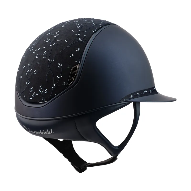 Miss Shadowmatt 2.0 Blue Riding Hat - Crystal Leaf Top Matt Blue 5 Crystals Medium-1