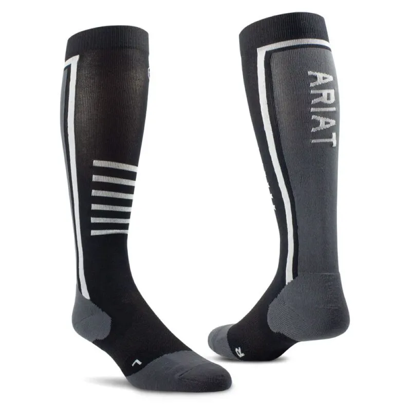 AriatTek Slimline Performance Riding Socks Black/Sleet