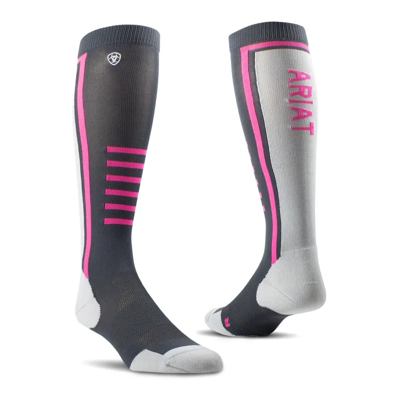 Ariat Slimline Performance Riding Socks Ebony/Pink