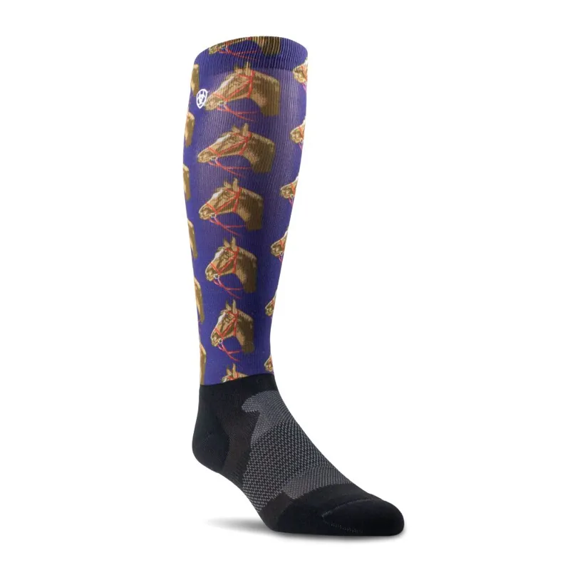 Ariat Slim Printed Sock Navy Horse