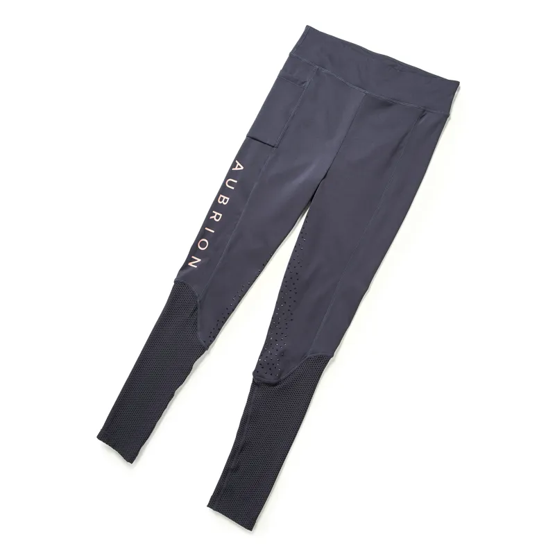 Aubrion Young Rider Rhythm Mesh Riding Tights Navy