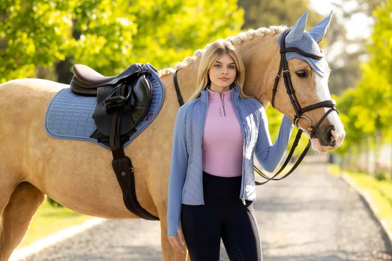 LeMieux Suede Close Contact Saddle Pad Powder Blue-2