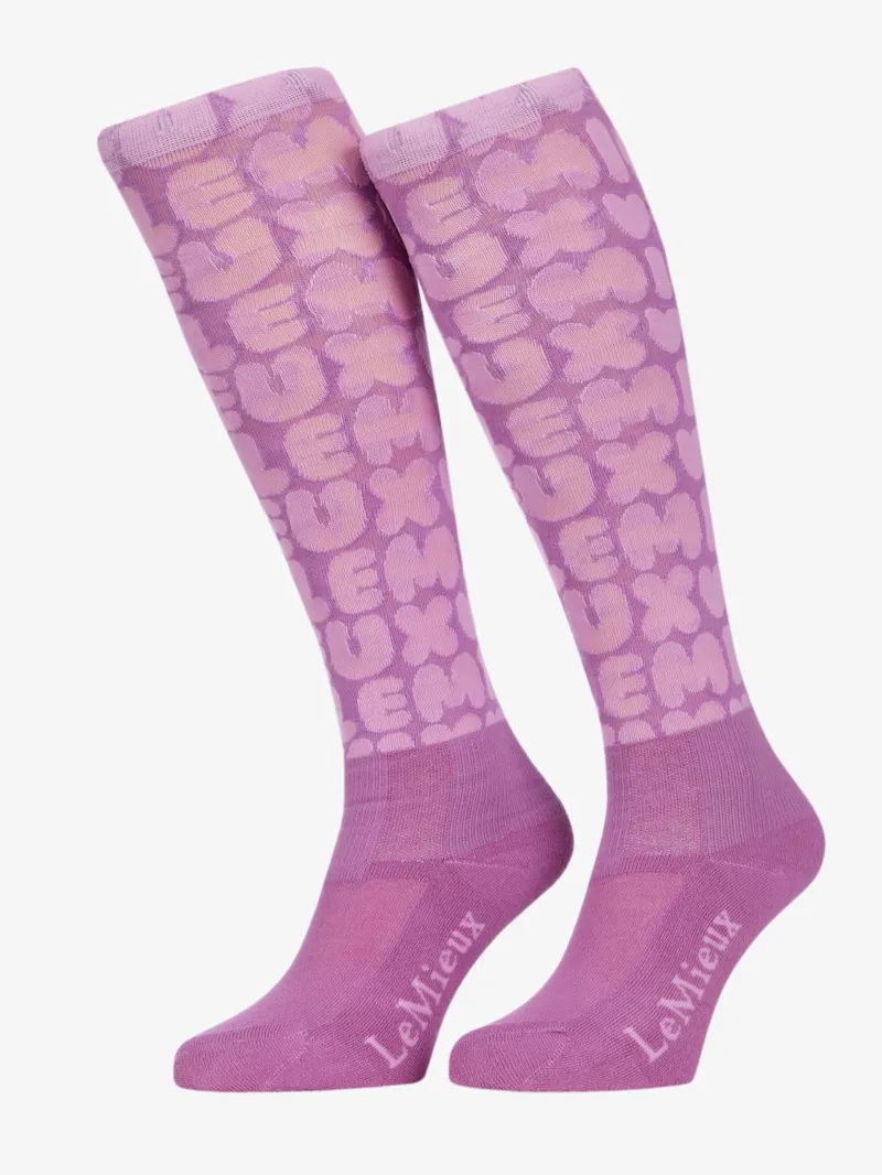 LeMieux Footsie Socks Bubble Font Pink