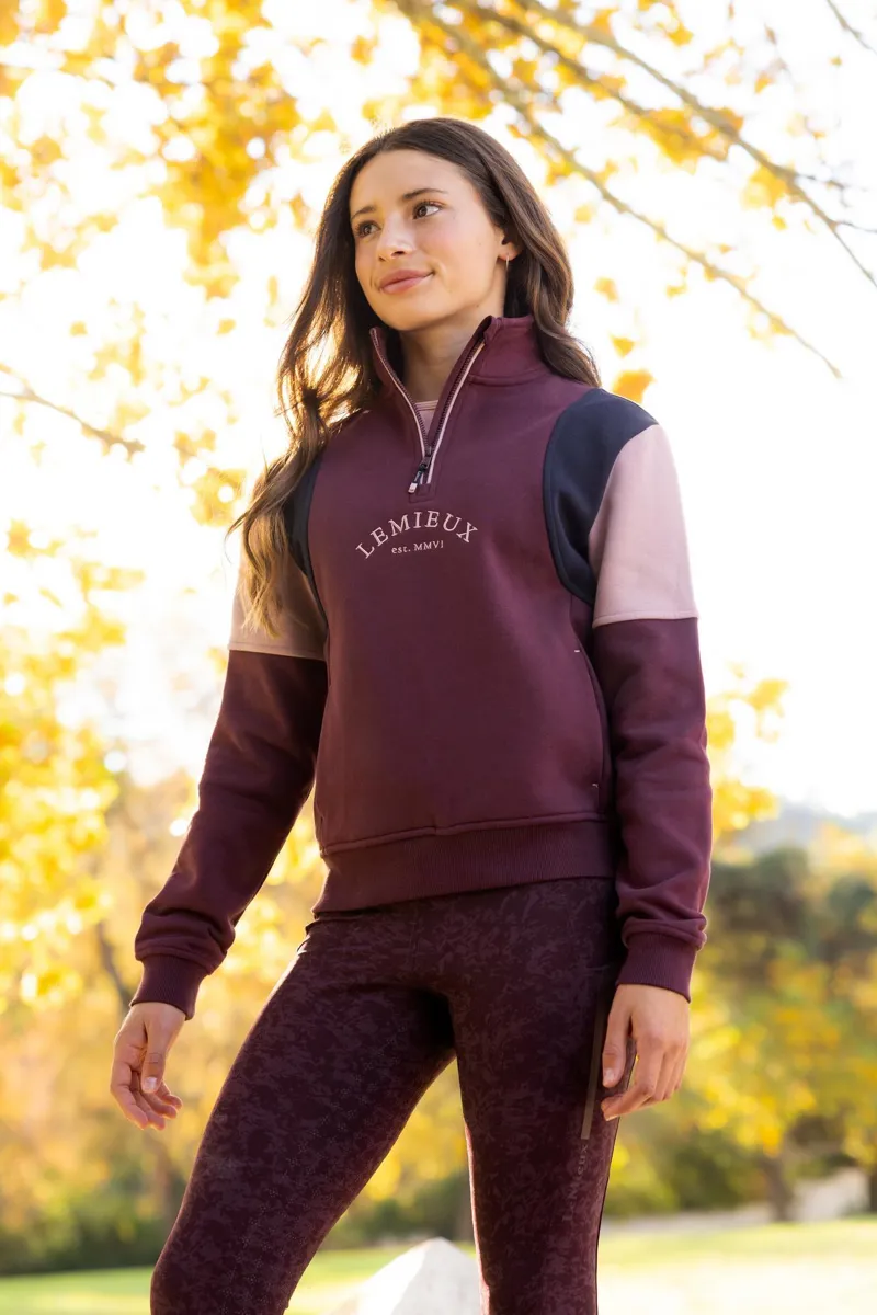 LeMieux Young Rider Viola Quarter Zip Sweater Bramble-6
