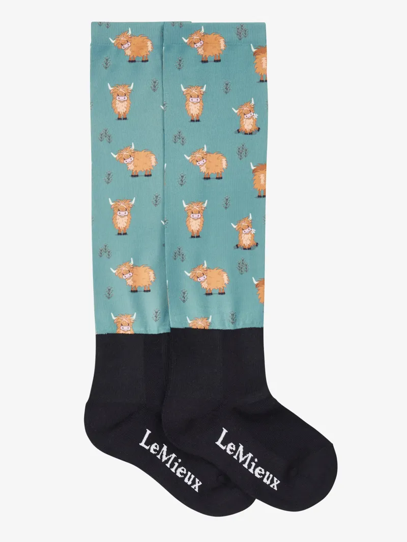 LeMieux Footsie Socks Highland Cow/Aloe-1