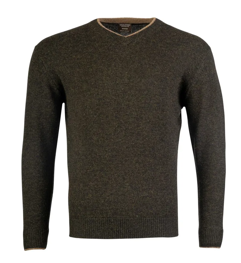 Jack Pyke Ashcombe Lambwool V Neck Jumper Dark Olive