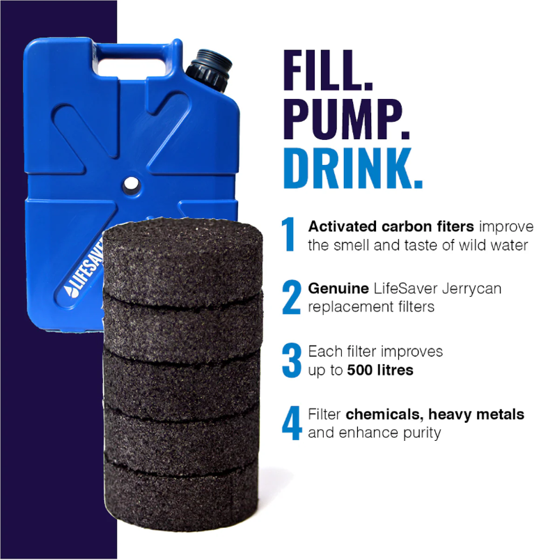 LifeSaver Jerrycan Activated Carbon Filters Foil Sealed - 5 Pack-1