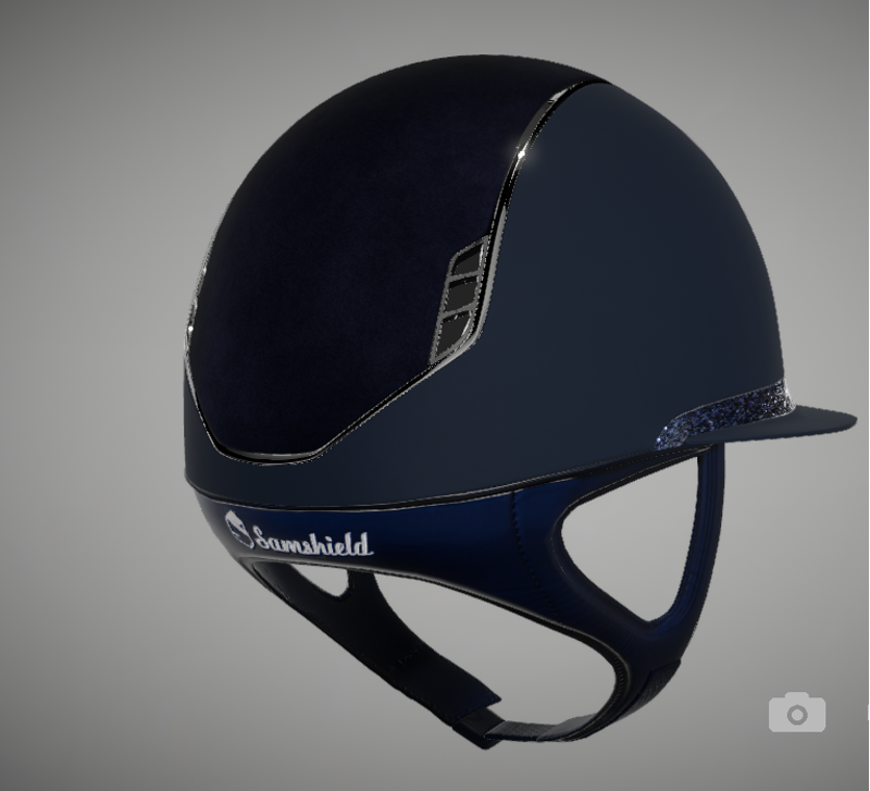 Miss Shadowmatt 2.0 Riding Hat Blue Alcantara Top Ultra Fine Rock Bermuda Blue Band Black Chrome Trim/Blazon-1