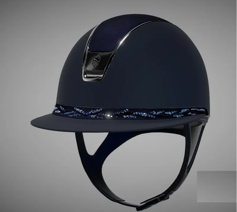 Miss Shadowmatt 2.0 Blue Alcantara Top Flower Swaro Band Black Chrome Trim/Blazon