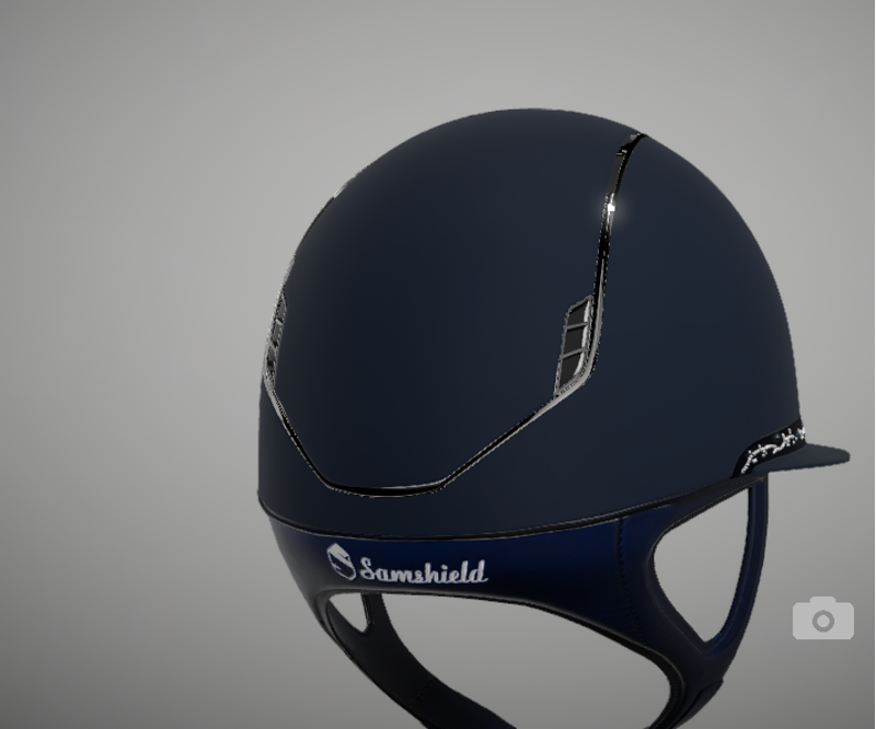 Miss Shadowmatt 2.0 Riding Hat Blue Cherry Blossom Blue Band Black Chrome Trim/Blazon Medium-1