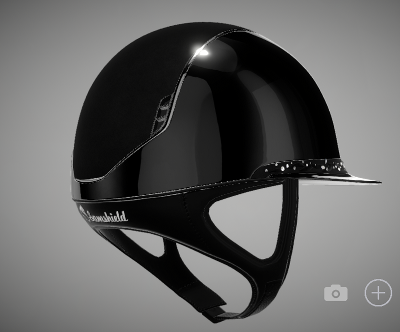 Miss Shadowglossy 2.0 Riding Hat Black - Alcantara Top - Flower Swaro Band Black Chrome Trim/Blazon Medium-1
