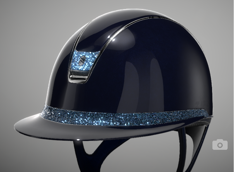 Miss Shadowglossy 2.0 Riding Hat Blue - Blue Crystal Fabric Frontal Band/Blazon - Black Chrome Trim - Medium-2