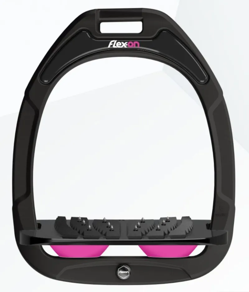 Flex On GC2 Stirrups Black Inclined Ultra Grip Pink Elastomers