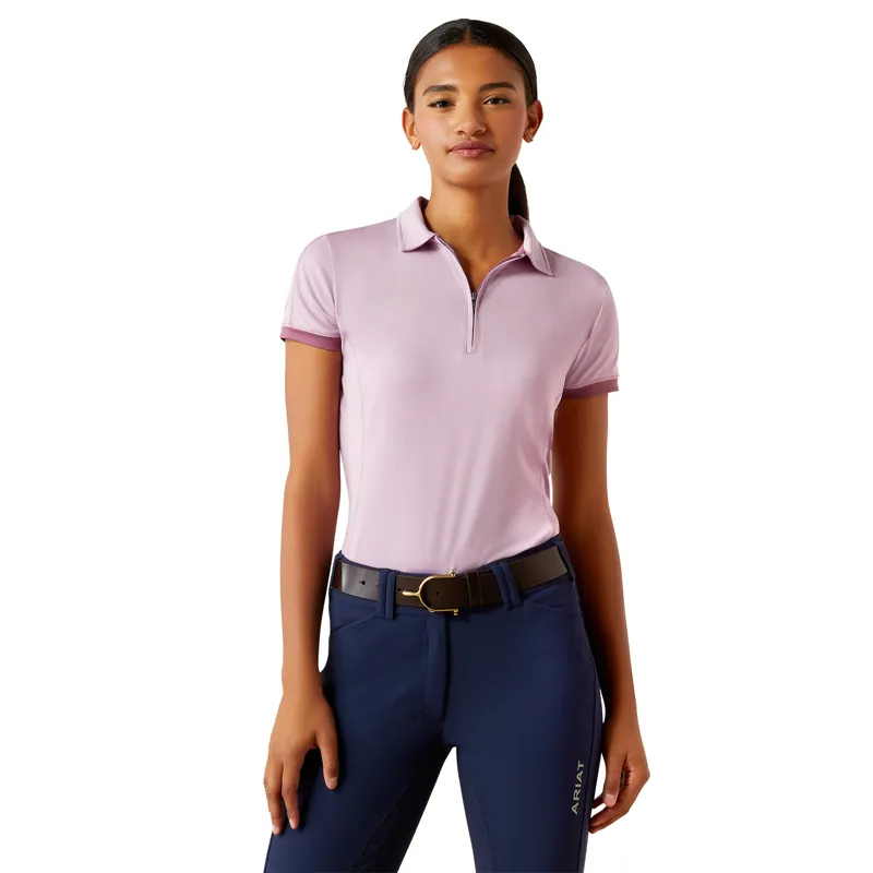 Ariat Bandera 1/4 Zip Short Sleeve Polo Lavender Mist