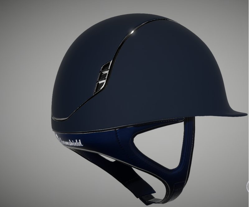 Samshield 2.0 Shadowmatt Navy Riding Hat - Black Chrome Trim/Blazon-1
