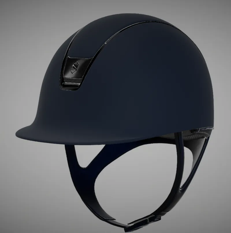 Samshield 2.0 Shadowmatt Navy Riding Hat - Black Chrome Trim/Blazon