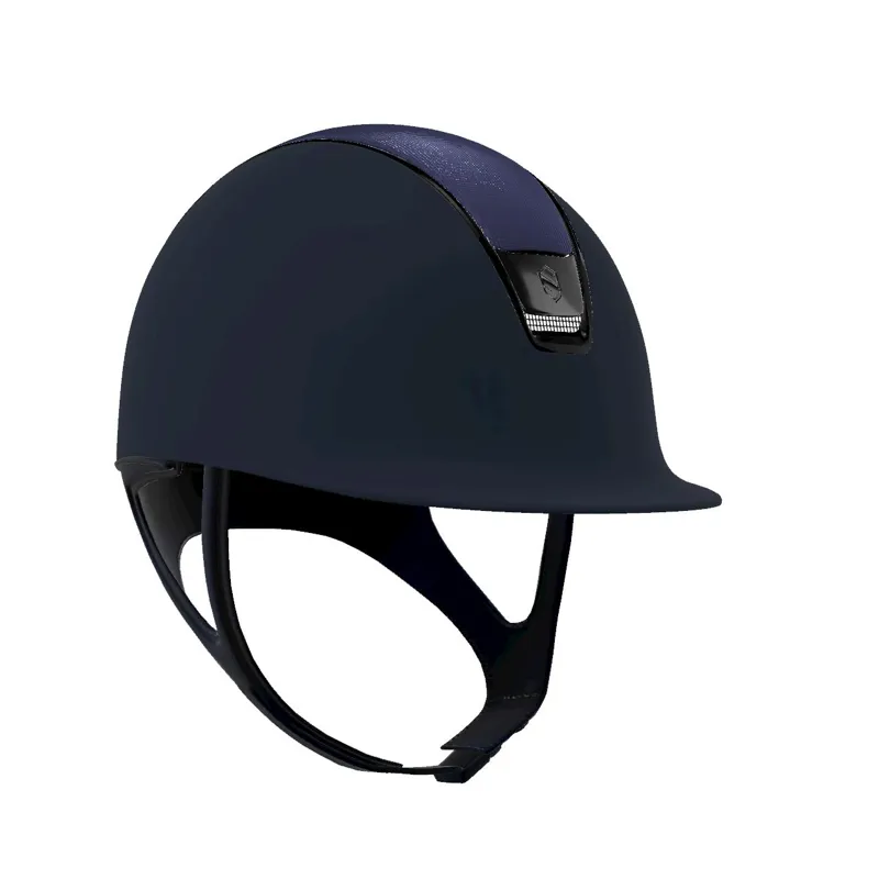 Samshield 2.0 Shadowmatt Blue Riding Hat - Shimmer Leather Top Black Chrome Trim/Blazon Medium