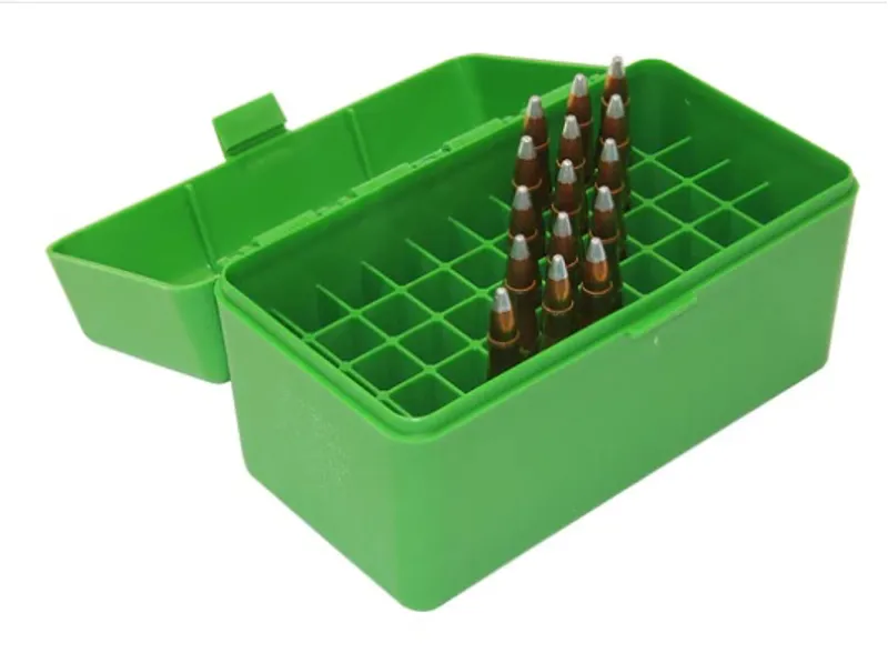 MTM Case Guard RL-50 Flip Top Rifle Ammunition Box Green - 50 Rounds