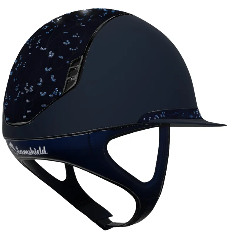 Miss Shadowmatt 2.0 Blue Riding Hat - Crystal Leaf Top Black Chrome Trim/Blazon Medium-1