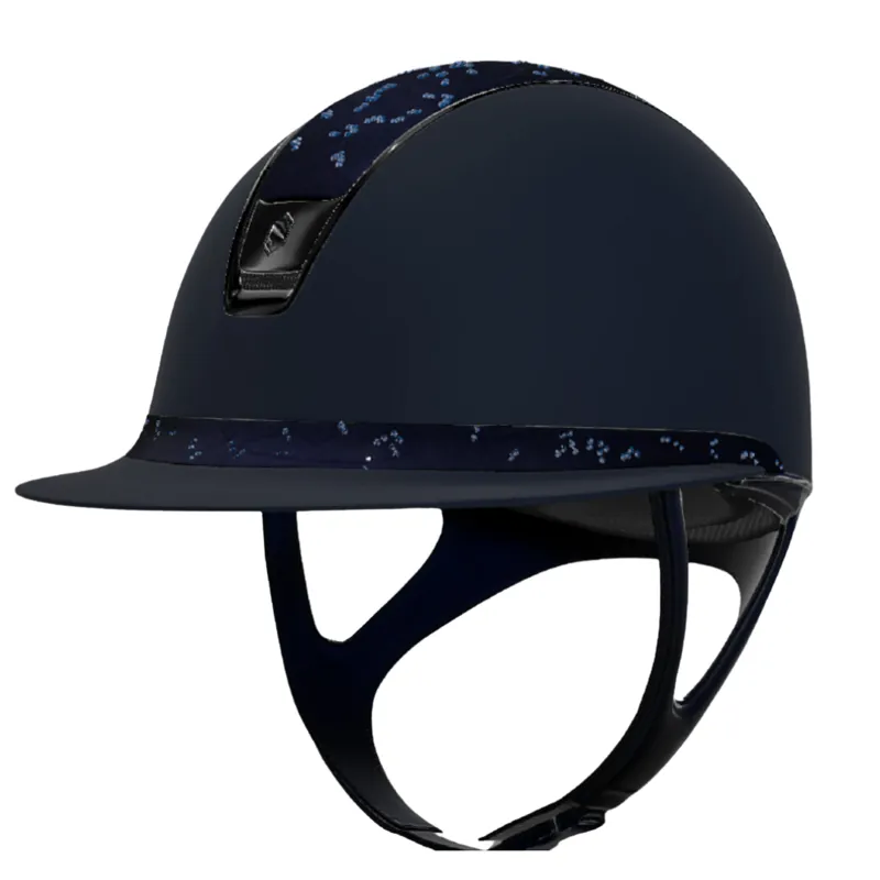 Miss Shadowmatt 2.0 Blue Riding Hat - Crystal Leaf Top Black Chrome Trim/Blazon Medium