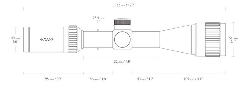 Hawke Fast Mount 3-9x40 AO Mil Dot Rifle Scope 11323-1
