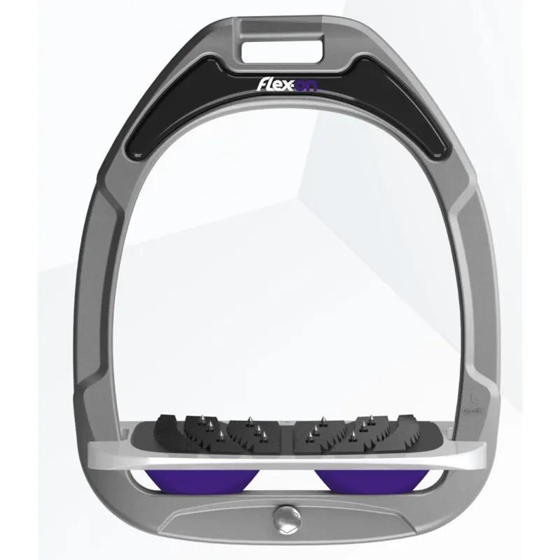 Flex-On Green Composite 2 Inclined Ultra Grip Stirrups Dark Grey Purple