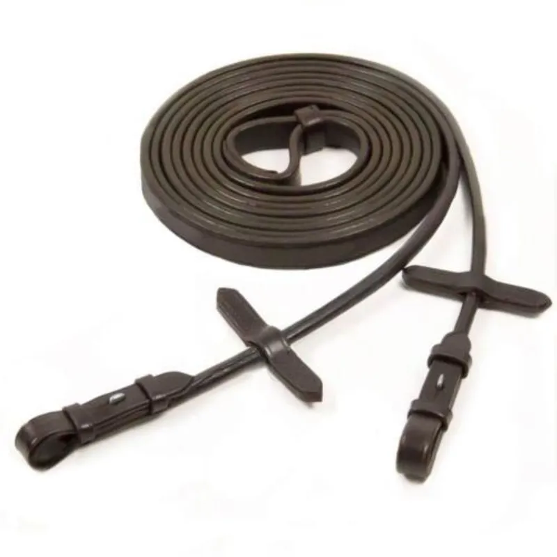 Shockemohle Plain Rolled Double Bridle Reins Havana Full Size