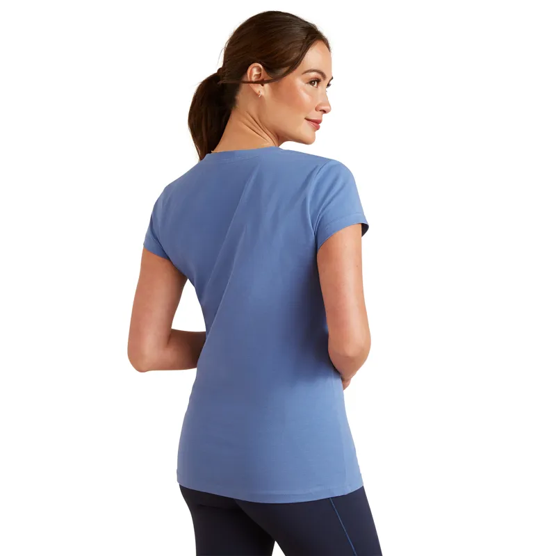 Ariat Vertical Logo V Short Sleeve T-Shirt Dutch Blue-1