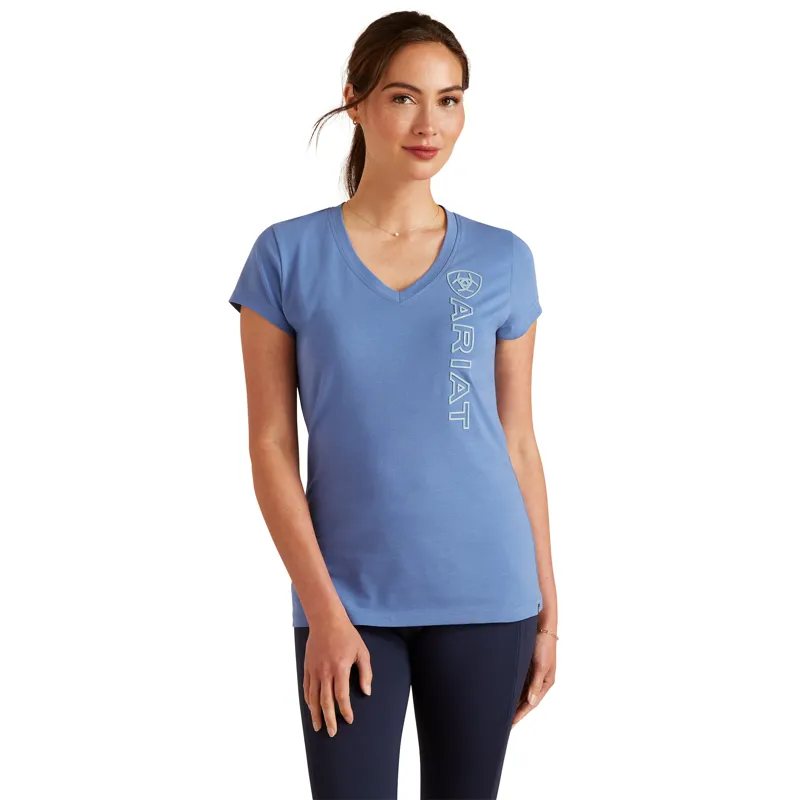 Ariat Vertical Logo V Short Sleeve T-Shirt Dutch Blue