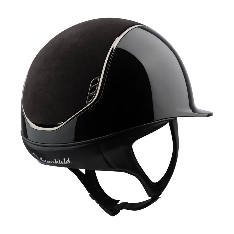 Samshield Shadowglossy 2.0 Alcantara Black Crystal Fabric Blazon Riding Hat - Black Medium-1