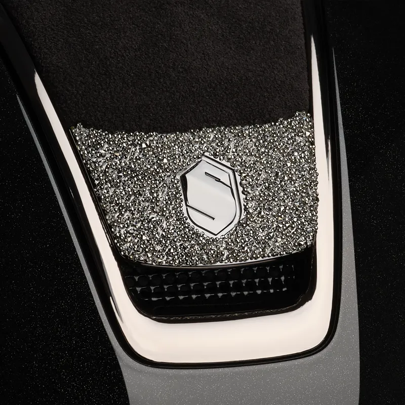 Samshield Shadowglossy 2.0 Alcantara Black Crystal Fabric Blazon Riding Hat - Black Medium-2